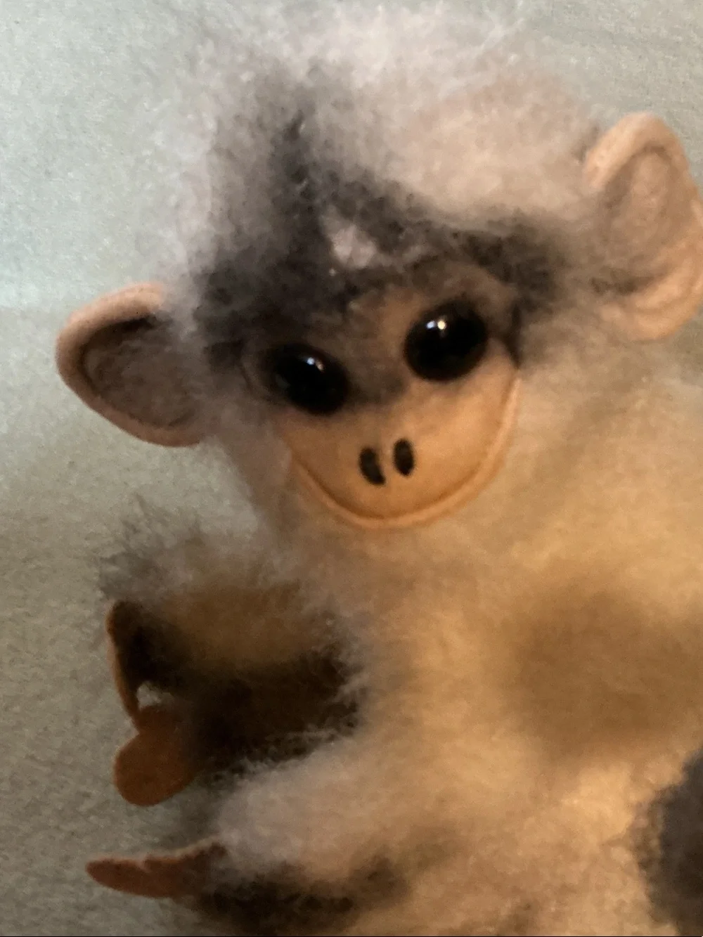 Plush Monkey Small Pet Toy in Gray and Cream